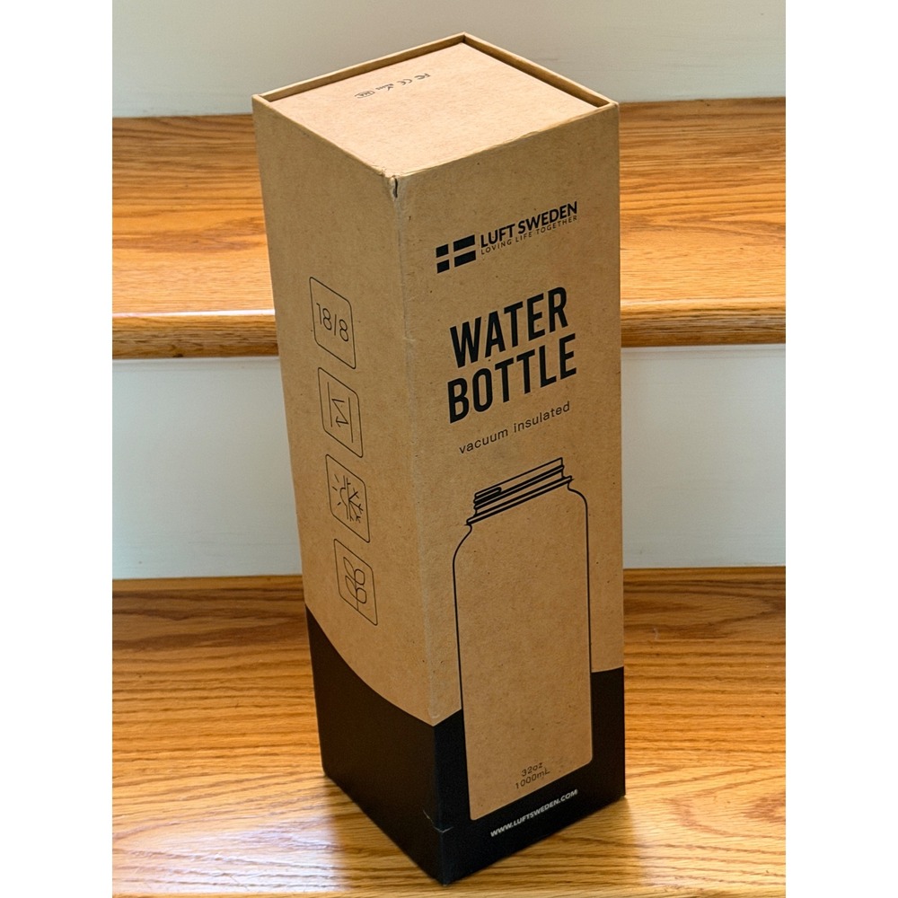 Luft Sweden Insulated Stainless Steel Water Bottle 32 oz Leakproof Flask set NIB - Picture 2 of 9